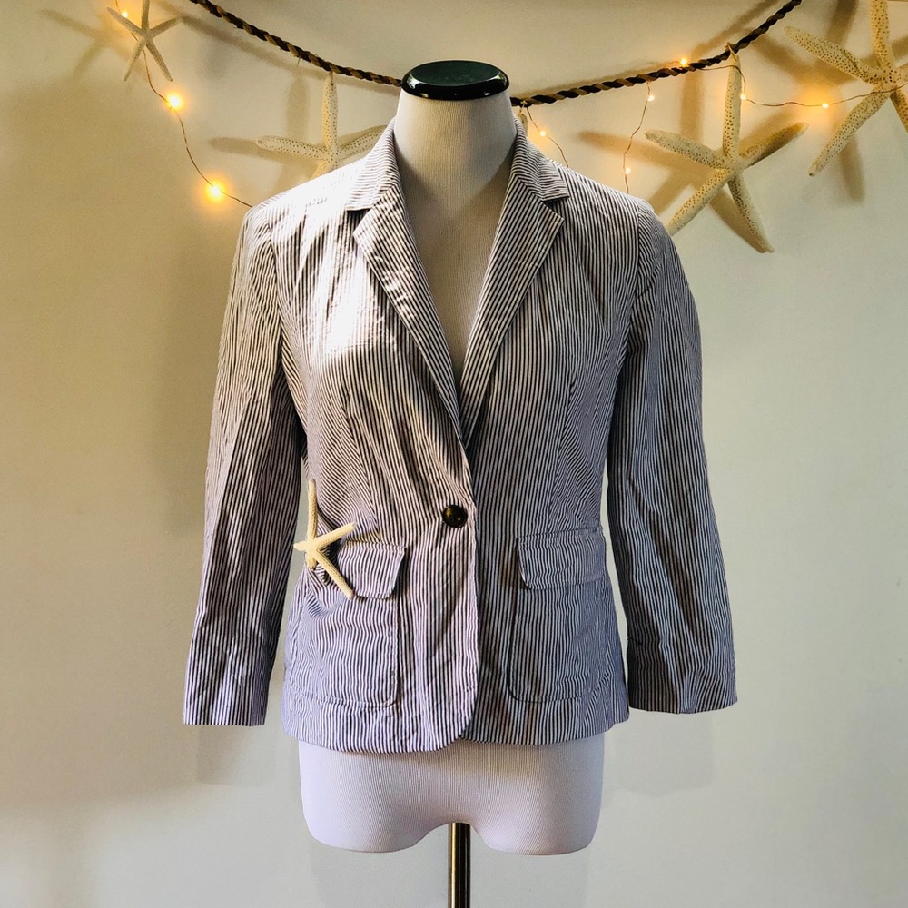 Banana Republic Pinstripe Cotton Washable Blazer 4